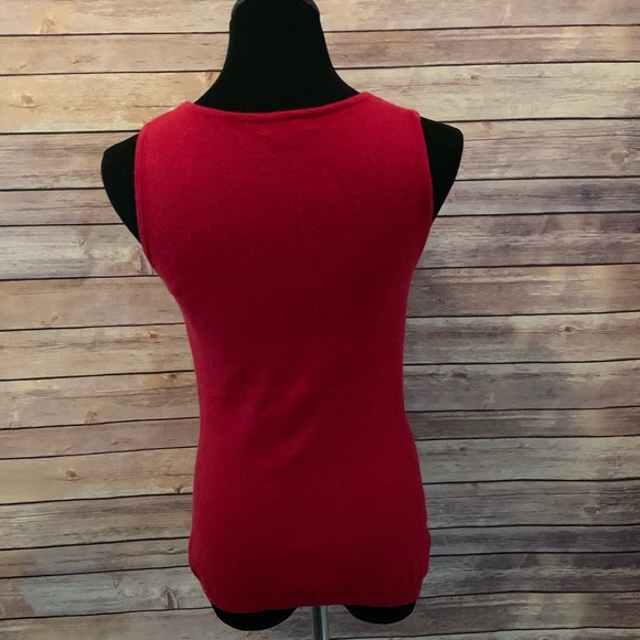 Red merino and cashmere blend sweater tank - Picture 2 of 4